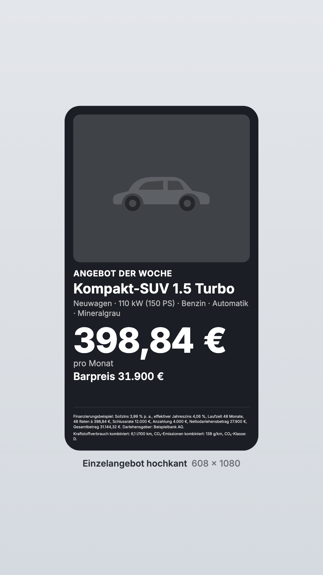 Vehicles in the Single offer, portrait view