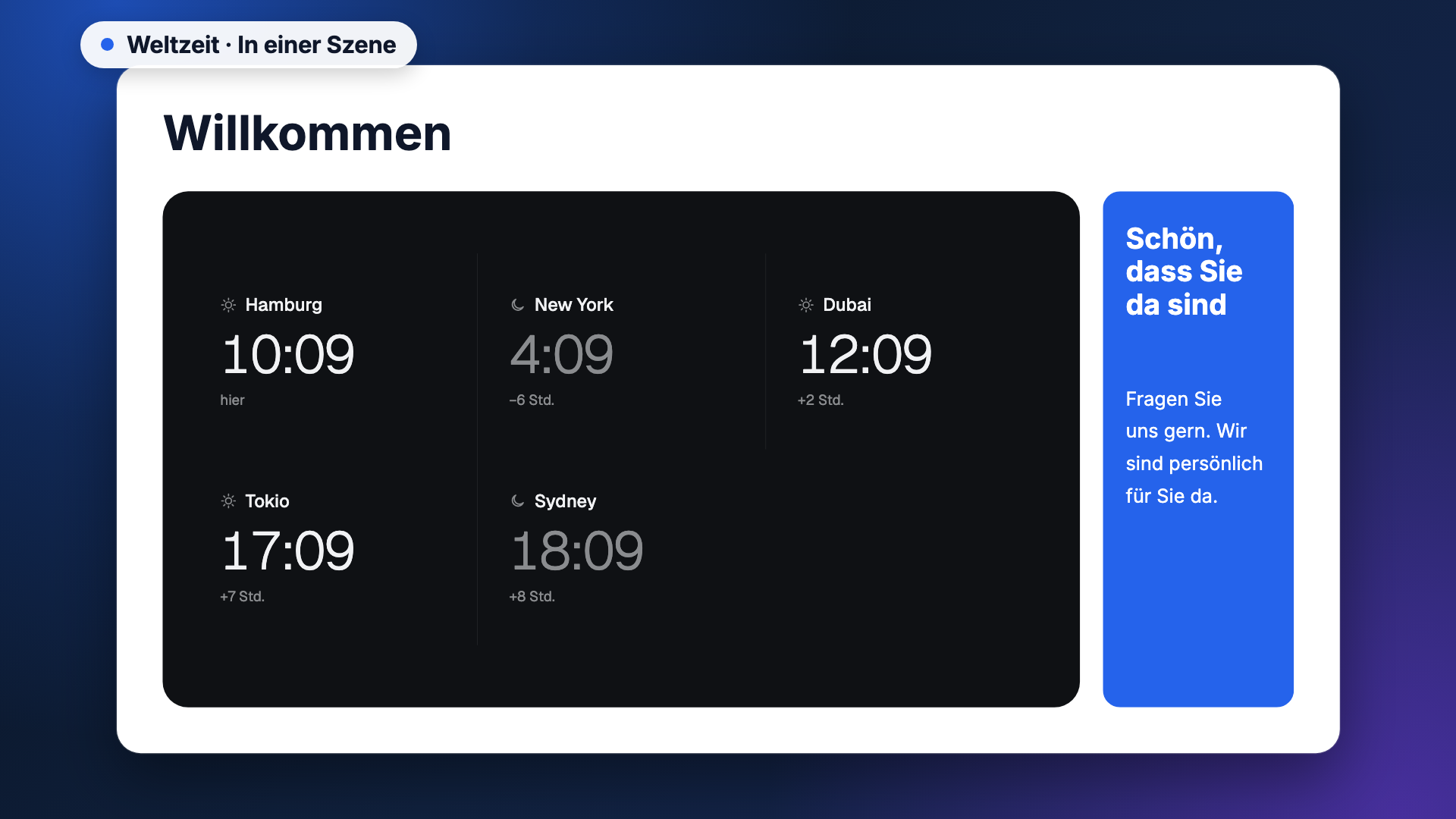 World Clock in the scene-example view