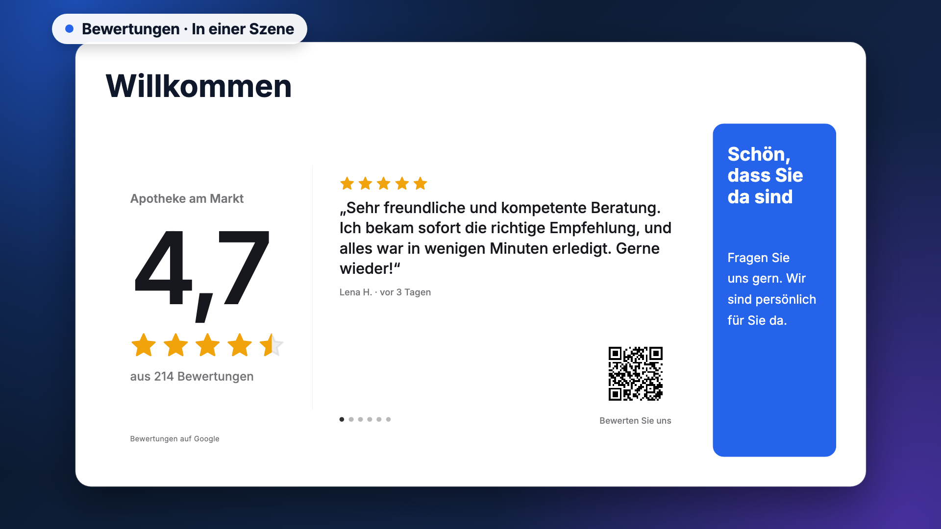 Reviews in the scene-example view