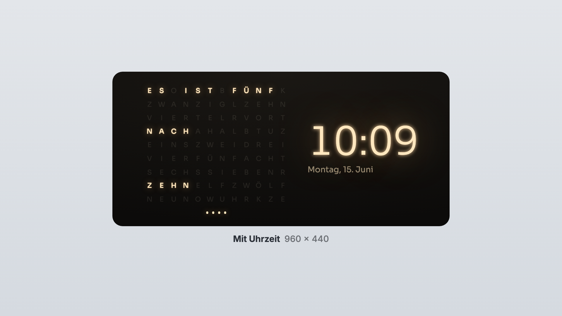 Word Clock in the With time view