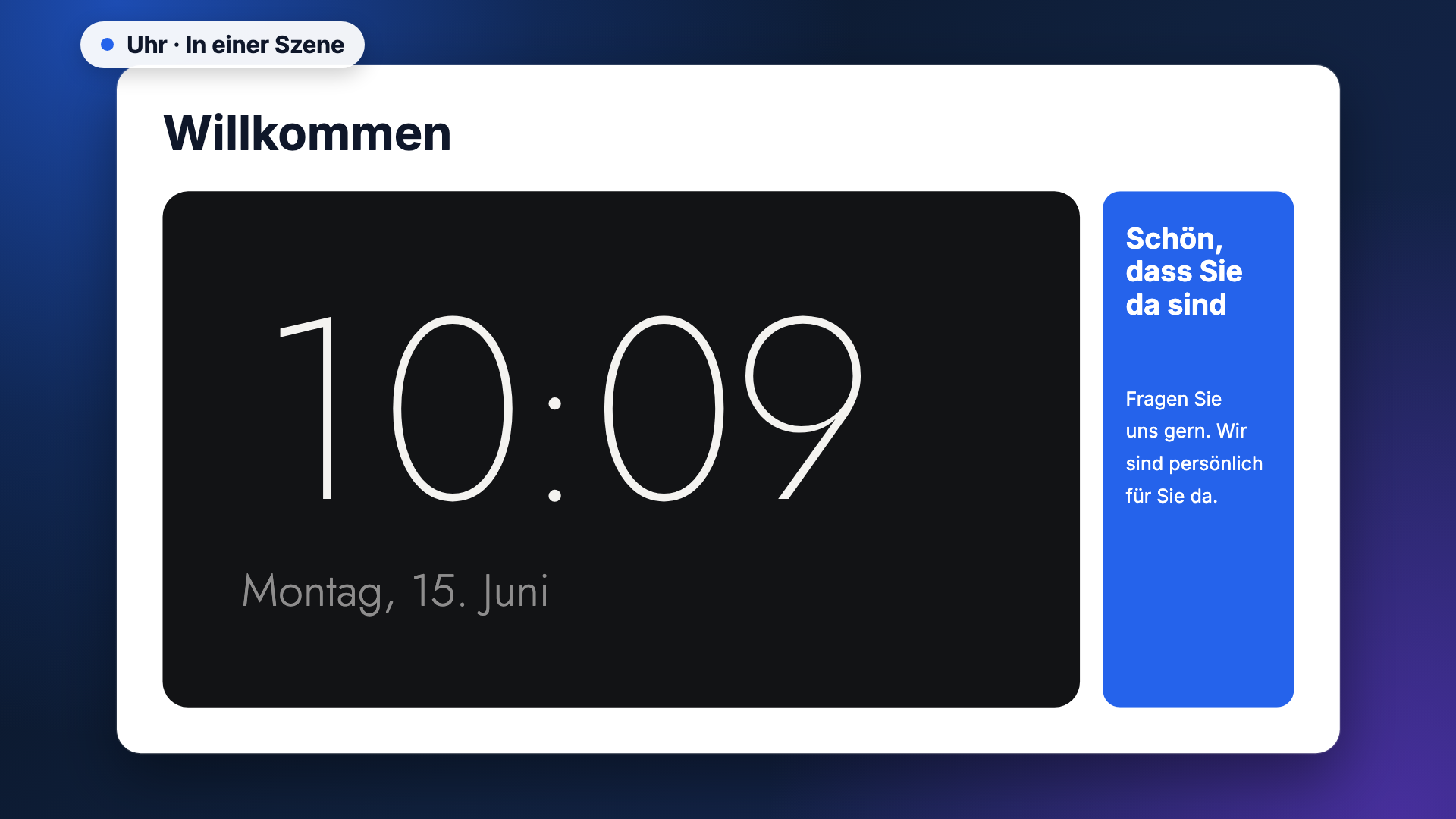Clock in the scene-example view