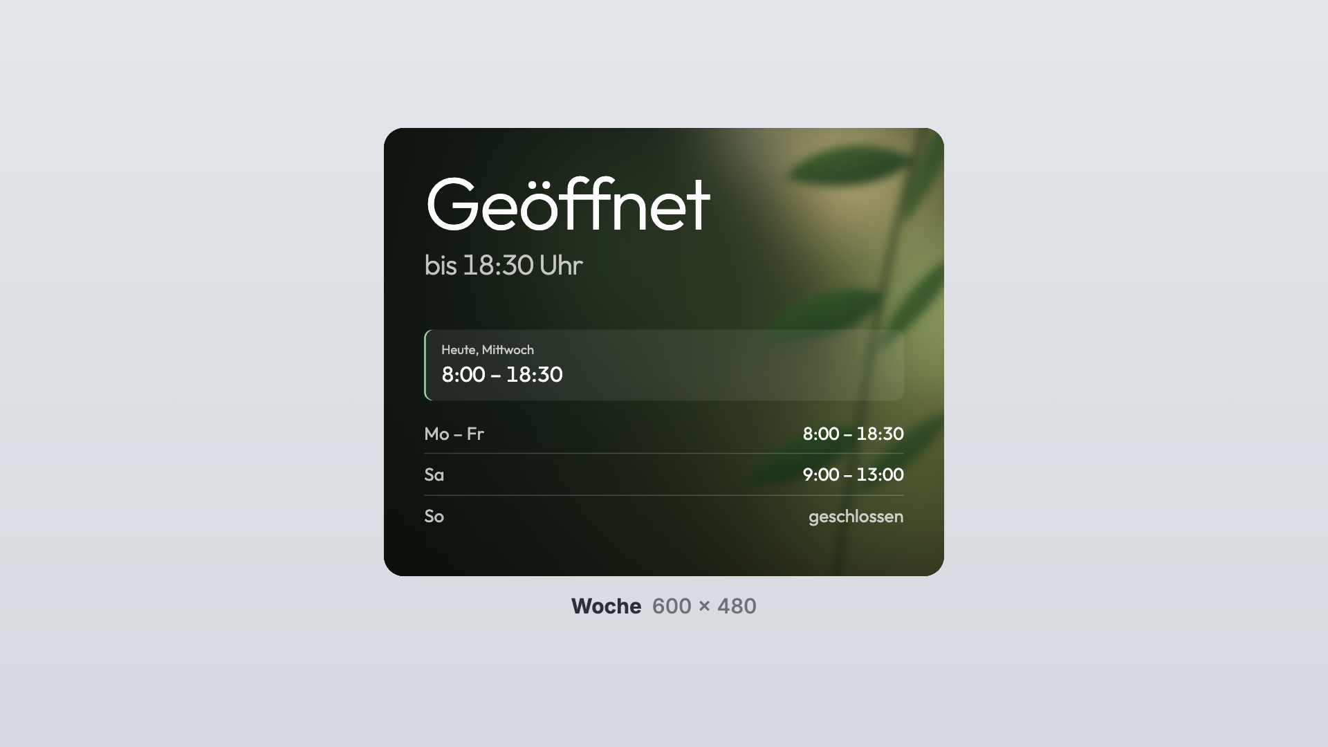 Opening hours in the Week view