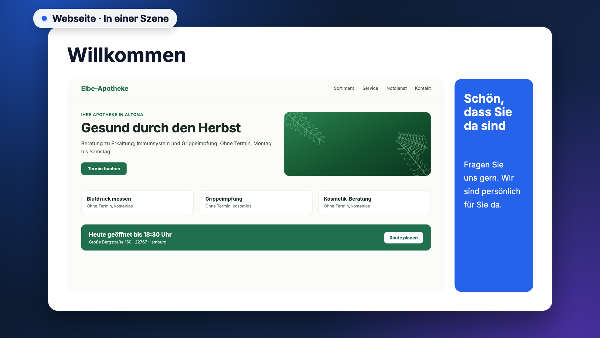 Web page in the scene-example view