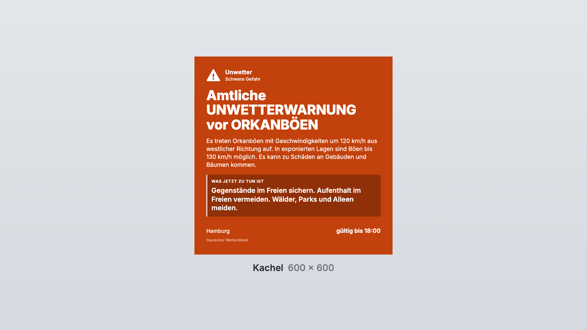Warnung in der Ansicht Kachel