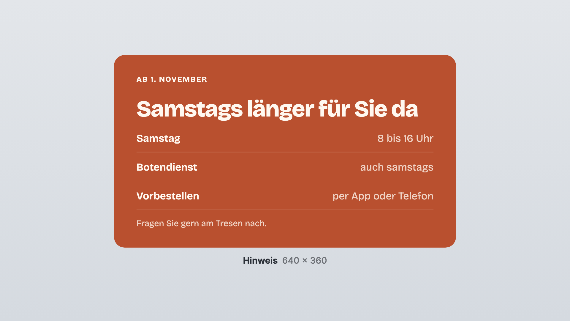 Aushang in der Ansicht Hinweis