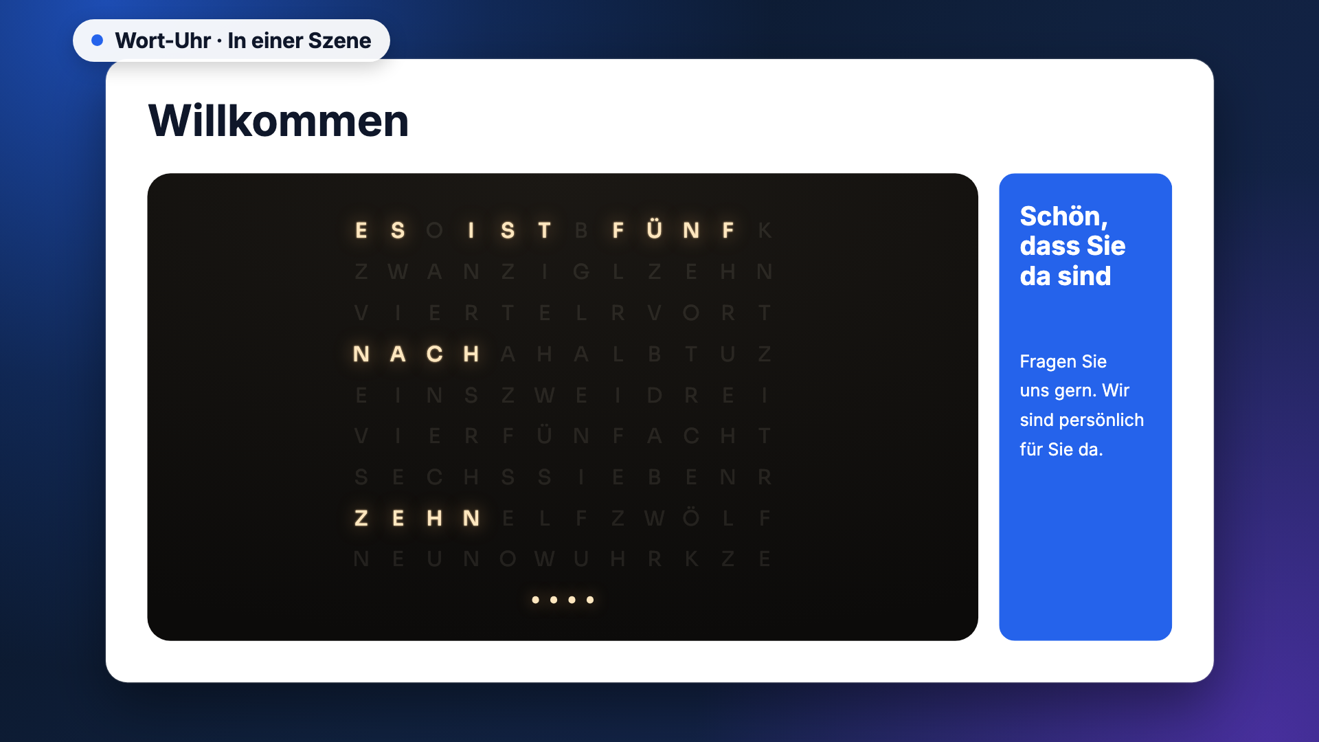 Wort-Uhr in der Ansicht scene-example