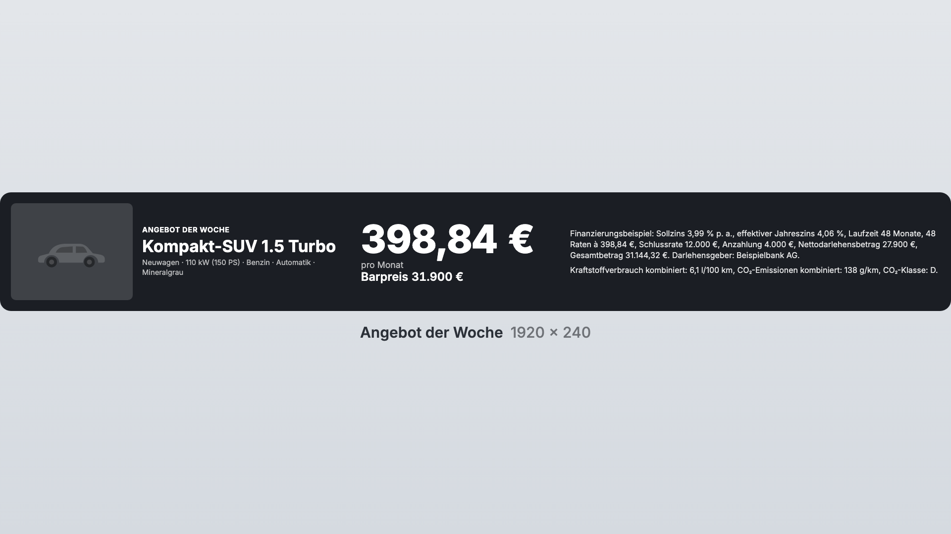 Fahrzeuge in der Ansicht Angebot der Woche