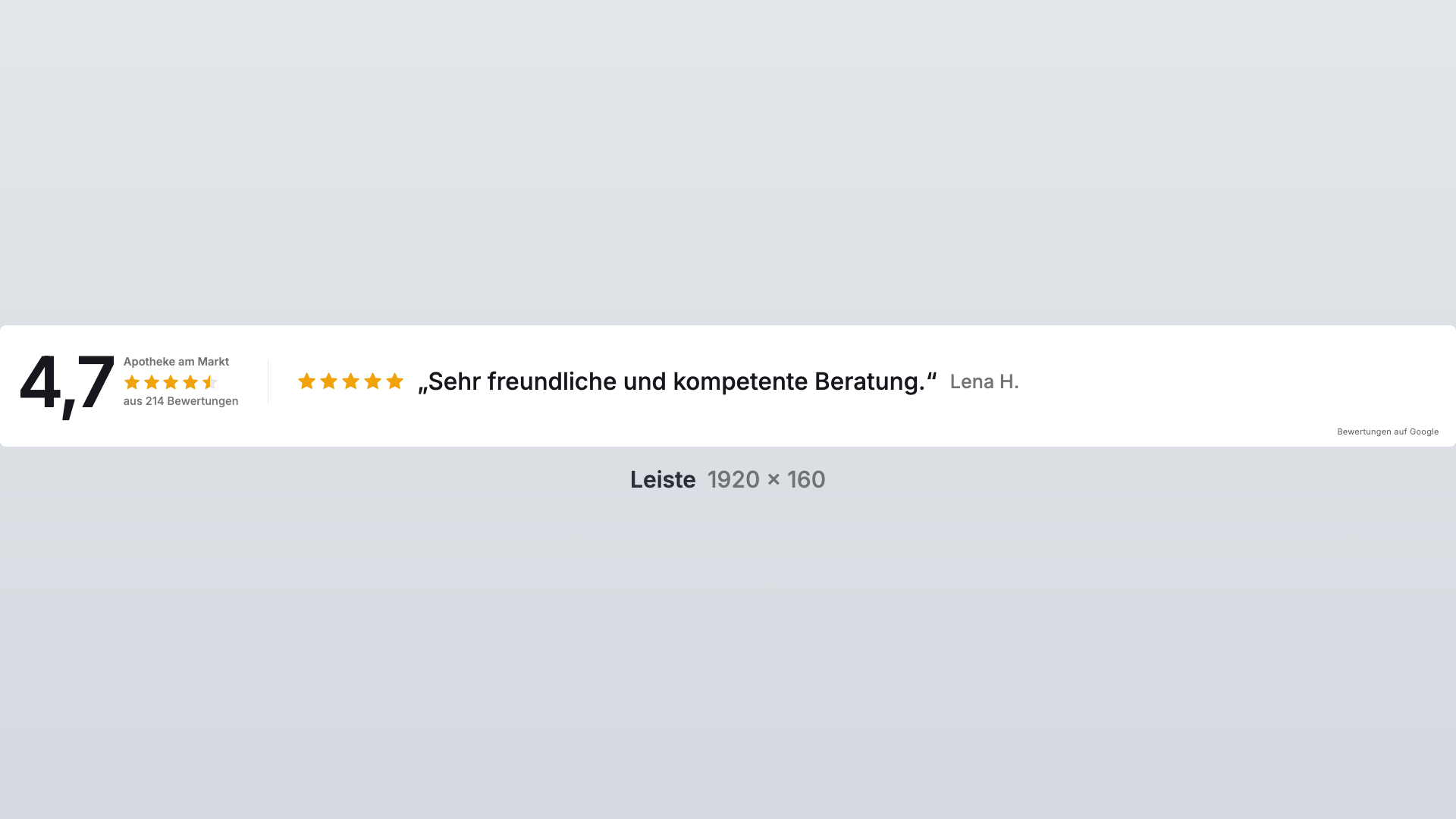 Bewertungen in der Ansicht Leiste