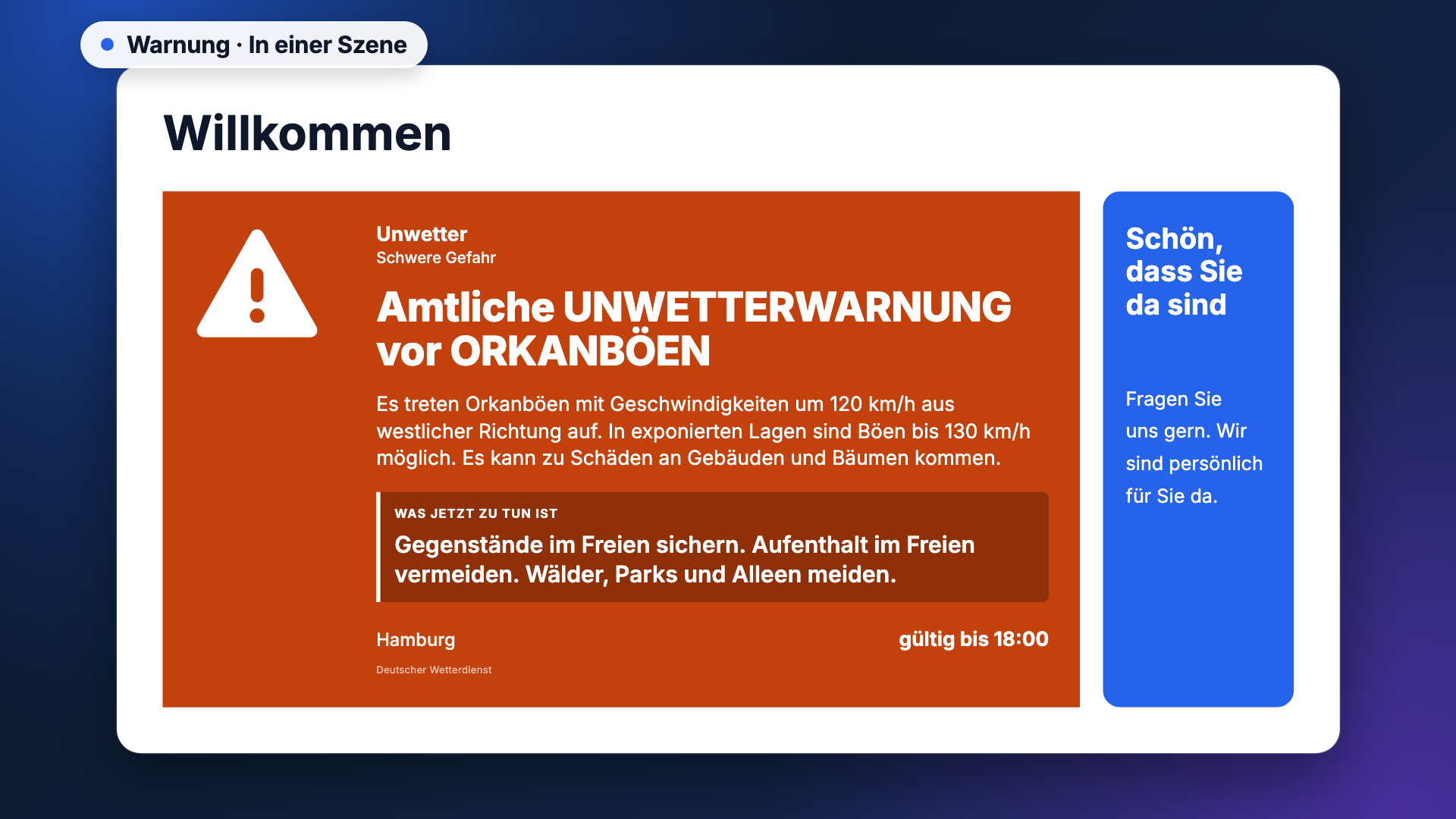 Warnung in der Ansicht scene-example