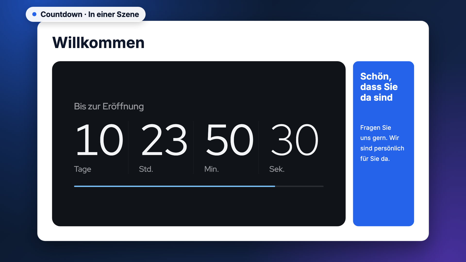Countdown in der Ansicht scene-example